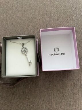 Michael Hill Silver Key Pendant Necklace - Silver